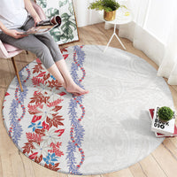 Monstera Tiare Plumeria Round Carpet Red Polynesian Pattern LT01 - Polynesian Pride