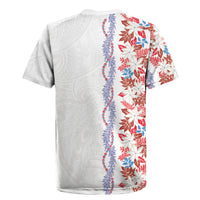 Monstera Tiare Plumeria Rugby Jersey Red Polynesian Pattern LT01 - Polynesian Pride