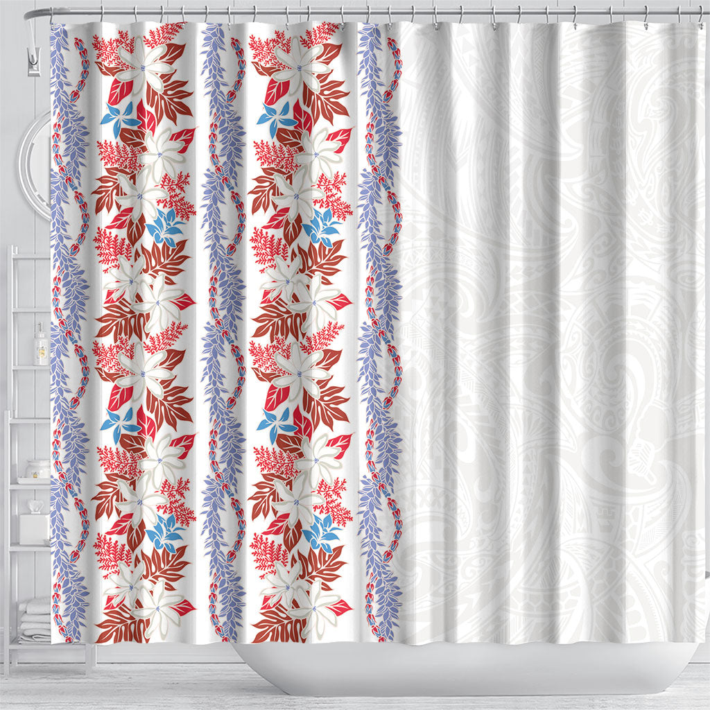 Monstera Tiare Plumeria Shower Curtain Red Polynesian Pattern LT01 - Polynesian Pride