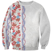 Monstera Tiare Plumeria Sweatshirt Red Polynesian Pattern LT01 Unisex Red - Polynesian Pride