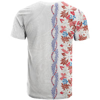 Monstera Tiare Plumeria T Shirt Red Polynesian Pattern LT01 - Polynesian Pride