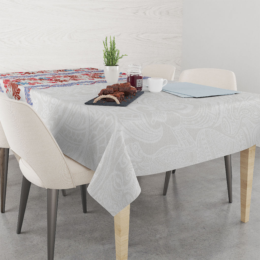 Monstera Tiare Plumeria Tablecloth Red Polynesian Pattern LT01 - Polynesian Pride