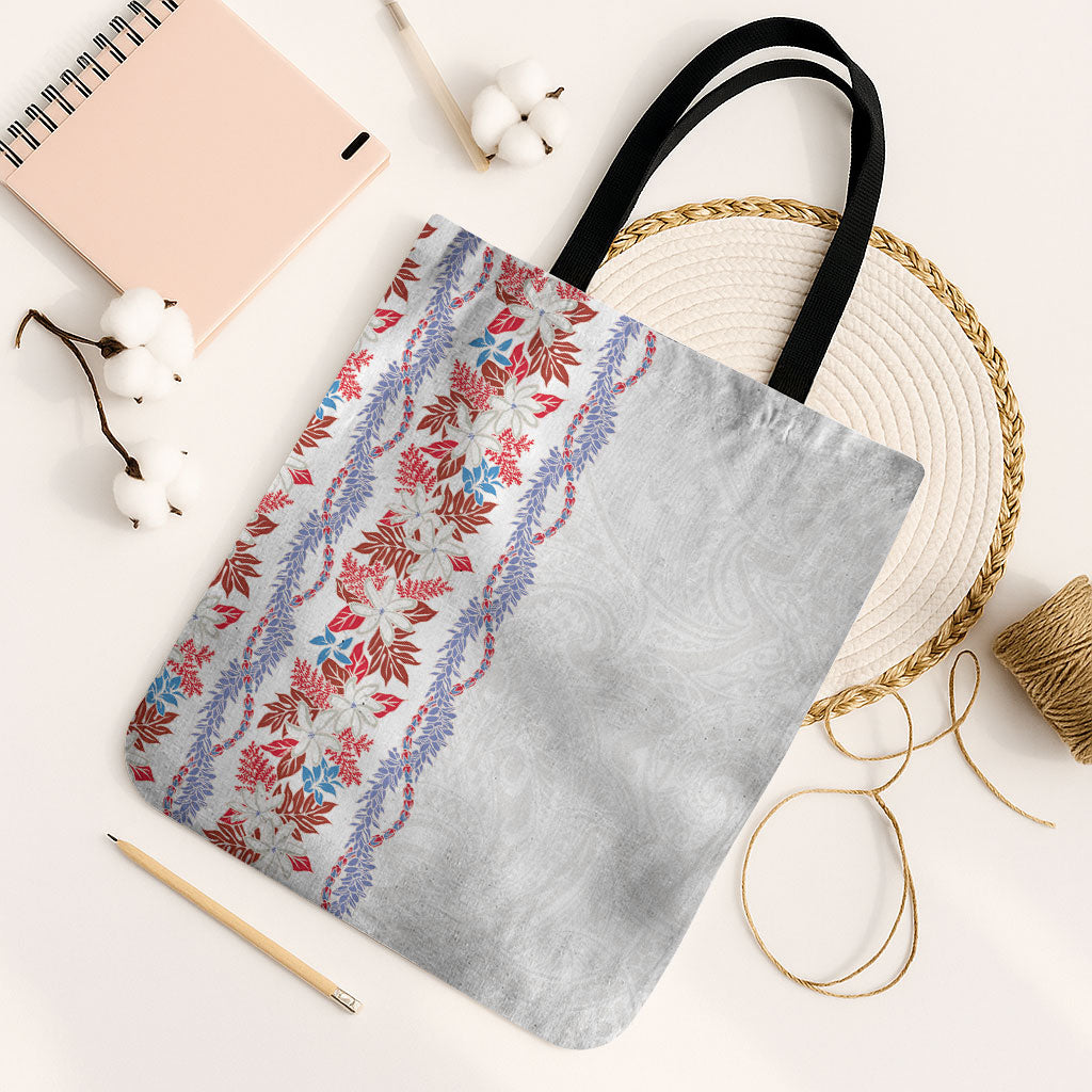 Monstera Tiare Plumeria Tote Bag Red Polynesian Pattern