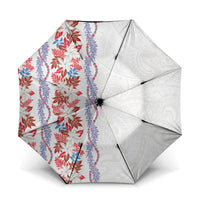Monstera Tiare Plumeria Umbrella Red Polynesian Pattern LT01 One Size Folded 11.42 inch Opened Diameter 37.4 inch Red - Polynesian Pride