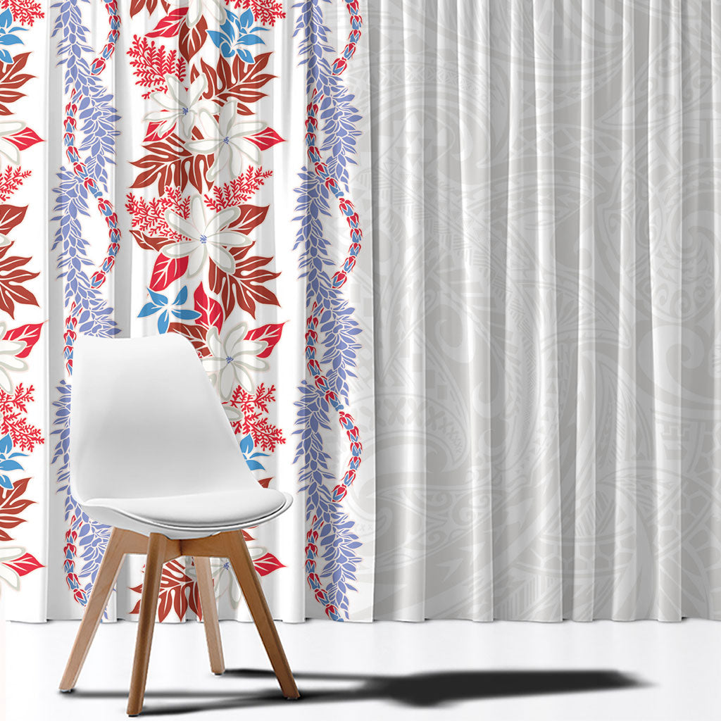 Monstera Tiare Plumeria Window Curtain Red Polynesian Pattern LT01 - Polynesian Pride