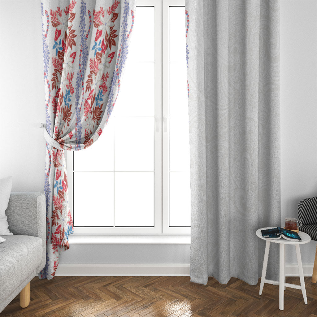 Monstera Tiare Plumeria Window Curtain Red Polynesian Pattern LT01 - Polynesian Pride