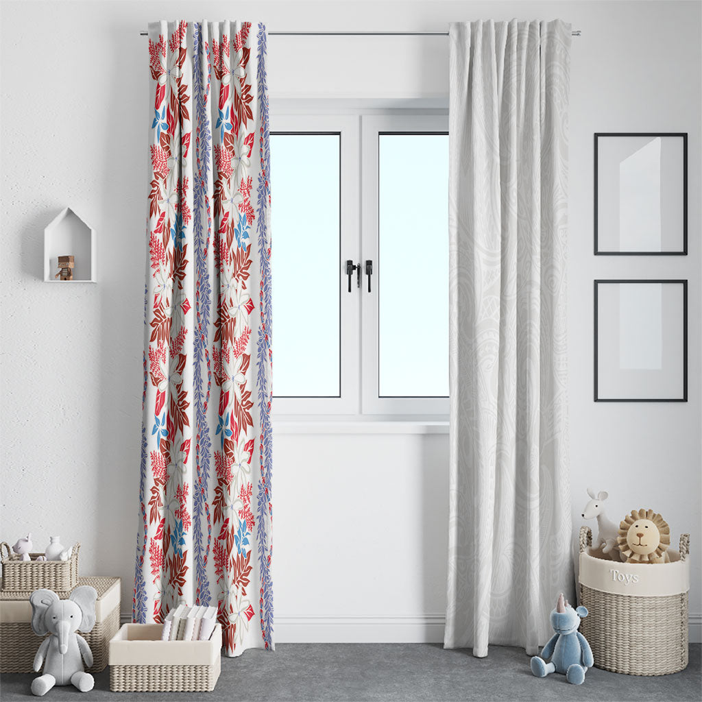 Monstera Tiare Plumeria Window Curtain Red Polynesian Pattern LT01 - Polynesian Pride