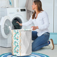 Monstera Tiare Plumeria Laundry Basket Teal Polynesian Pattern LT01 - Polynesian Pride