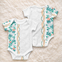 Monstera Tiare Plumeria Baby Onesie Teal Polynesian Pattern LT01 - Polynesian Pride