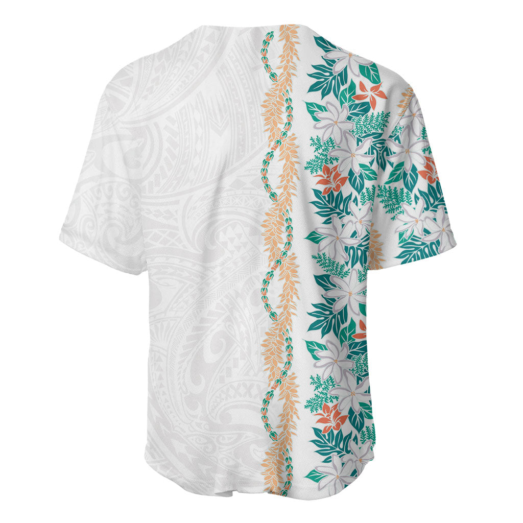 Monstera Tiare Plumeria Baseball Jersey Teal Polynesian Pattern LT01 - Polynesian Pride