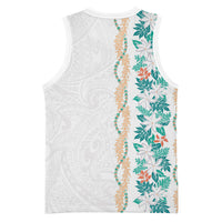 Monstera Tiare Plumeria Basketball Jersey Teal Polynesian Pattern LT01 - Polynesian Pride