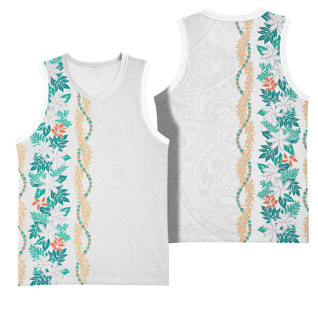 Monstera Tiare Plumeria Basketball Jersey Teal Polynesian Pattern LT01 - Polynesian Pride