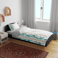 Monstera Tiare Plumeria Bedding Set Teal Polynesian Pattern LT01 - Polynesian Pride