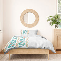 Monstera Tiare Plumeria Bedding Set Teal Polynesian Pattern LT01 - Polynesian Pride