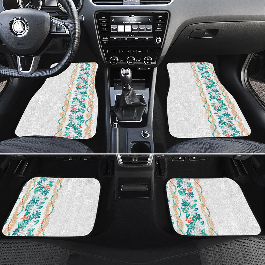 Monstera Tiare Plumeria Car Mats Teal Polynesian Pattern