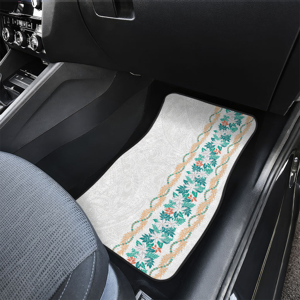 Monstera Tiare Plumeria Car Mats Teal Polynesian Pattern LT01 - Polynesian Pride