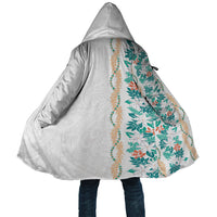 Monstera Tiare Plumeria Cloak Teal Polynesian Pattern LT01 Unisex Teal - Polynesian Pride