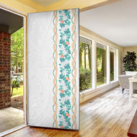 Monstera Tiare Plumeria Door Cover Teal Polynesian Pattern LT01 - Polynesian Pride