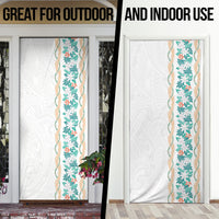 Monstera Tiare Plumeria Door Cover Teal Polynesian Pattern LT01 - Polynesian Pride