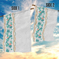 Monstera Tiare Plumeria Garden Flag Teal Polynesian Pattern LT01 - Polynesian Pride