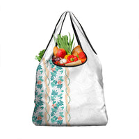 Monstera Tiare Plumeria Grocery Bag Teal Polynesian Pattern LT01 1-pack One Size Teal - Polynesian Pride