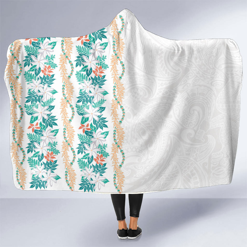 Monstera Tiare Plumeria Hooded Blanket Teal Polynesian Pattern LT01 One Size Teal - Polynesian Pride