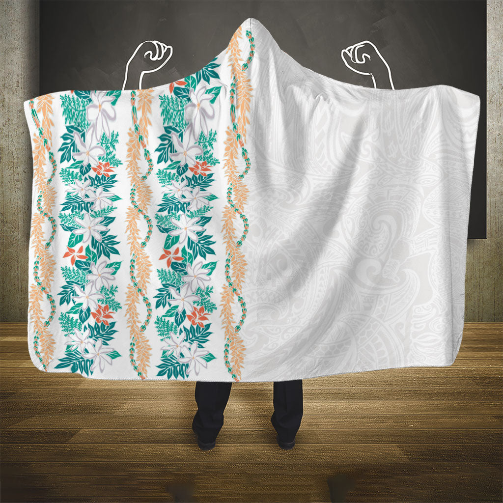 Monstera Tiare Plumeria Hooded Blanket Teal Polynesian Pattern LT01 - Polynesian Pride