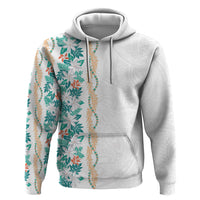Monstera Tiare Plumeria Hoodie Teal Polynesian Pattern LT01 Pullover Hoodie Teal - Polynesian Pride