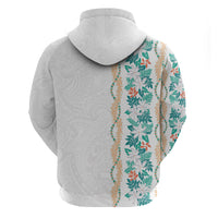 Monstera Tiare Plumeria Hoodie Teal Polynesian Pattern LT01 - Polynesian Pride