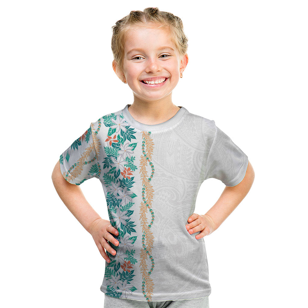 Monstera Tiare Plumeria Kid T Shirt Teal Polynesian Pattern LT01 Teal - Polynesian Pride