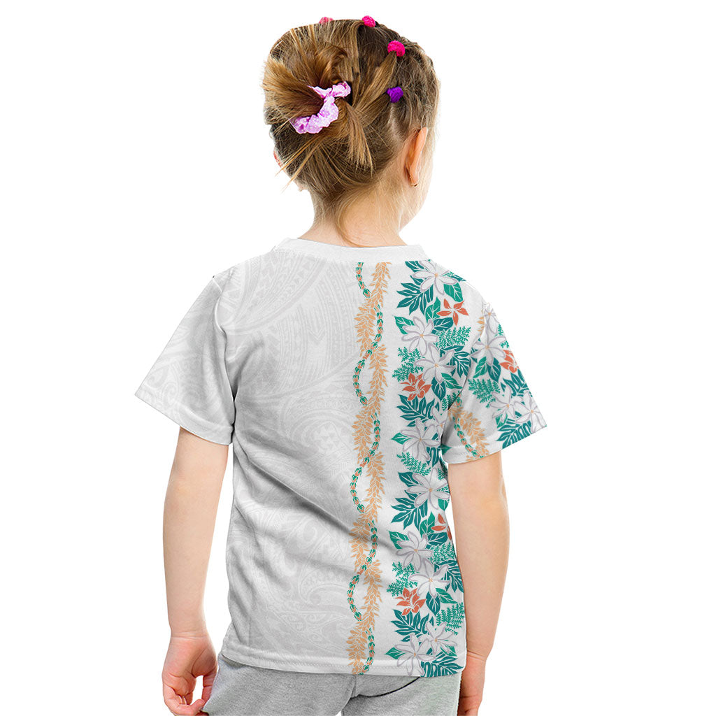 Monstera Tiare Plumeria Kid T Shirt Teal Polynesian Pattern LT01 - Polynesian Pride