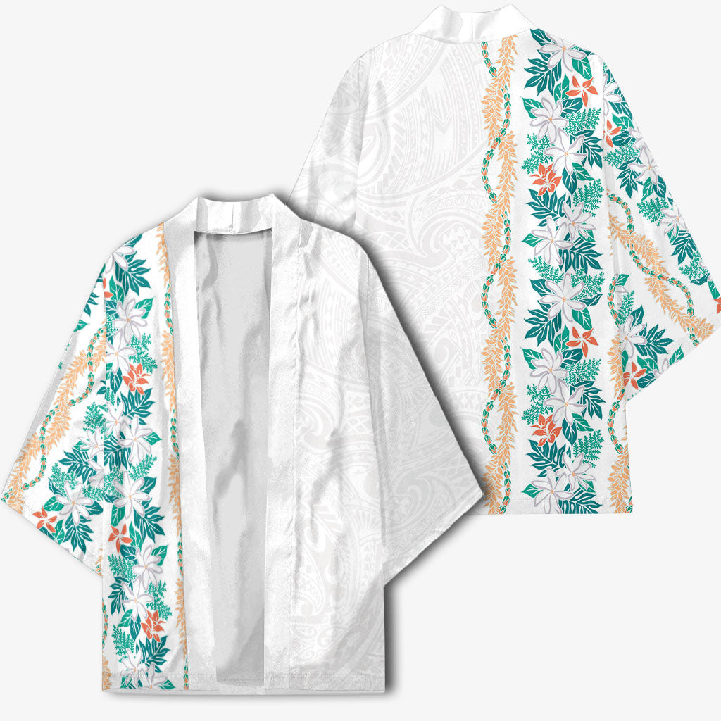 Monstera Tiare Plumeria Kimono Teal Polynesian Pattern LT01 - Polynesian Pride