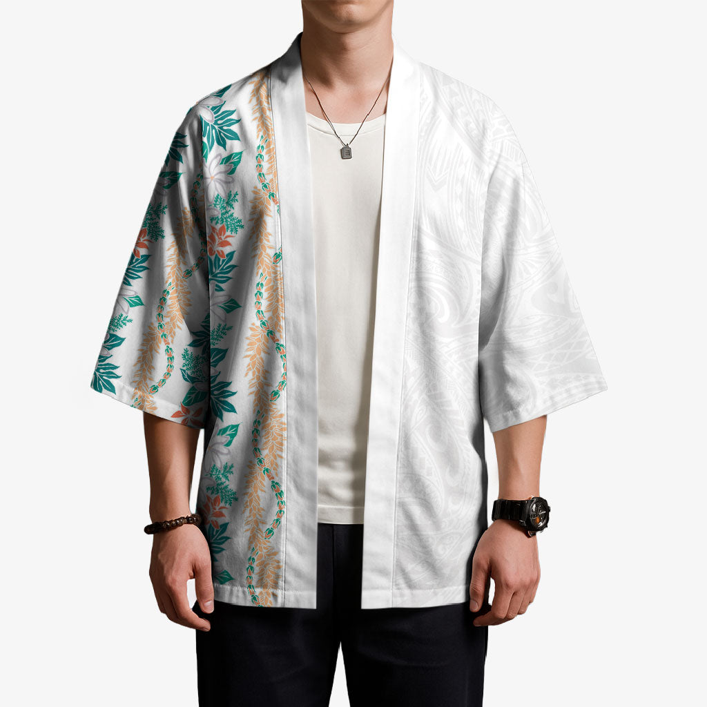 Monstera Tiare Plumeria Kimono Teal Polynesian Pattern LT01 - Polynesian Pride