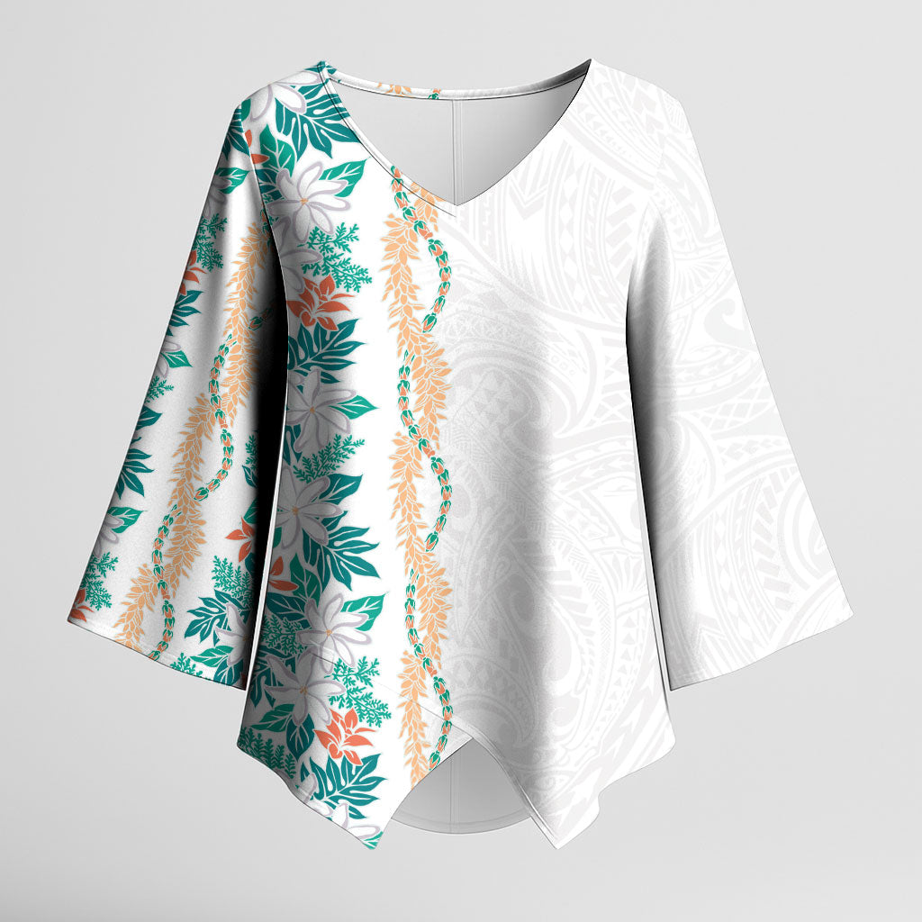 Monstera Tiare Plumeria Kimono Sleeve Blouse Teal Polynesian Pattern LT01 Female Teal - Polynesian Pride