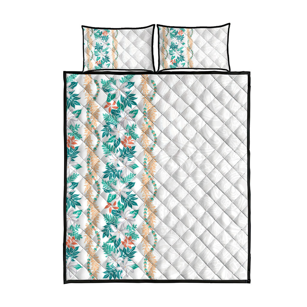 Monstera Tiare Plumeria Quilt Bed Set Teal Polynesian Pattern LT01 - Polynesian Pride