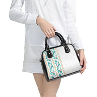 Monstera Tiare Plumeria Shoulder Handbag Teal Polynesian Pattern LT01 - Polynesian Pride