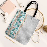 Monstera Tiare Plumeria Tote Bag Teal Polynesian Pattern LT01 Black Strap One Size Teal - Polynesian Pride