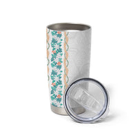 Monstera Tiare Plumeria Tumbler Cup Teal Polynesian Pattern LT01 - Polynesian Pride