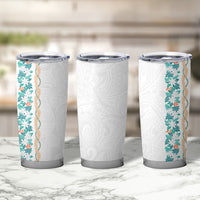 Monstera Tiare Plumeria Tumbler Cup Teal Polynesian Pattern LT01 - Polynesian Pride