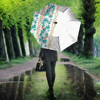 Monstera Tiare Plumeria Umbrella Teal Polynesian Pattern LT01 - Polynesian Pride