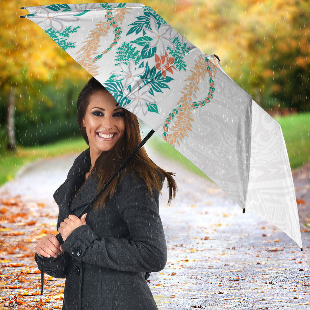 Monstera Tiare Plumeria Umbrella Teal Polynesian Pattern LT01 - Polynesian Pride