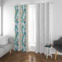 Monstera Tiare Plumeria Window Curtain Teal Polynesian Pattern LT01 With Grommets Teal - Polynesian Pride