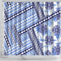 Hawaii Quilt Shower Curtain Kakau Polynesian Pattern Blue Version LT01 - Polynesian Pride