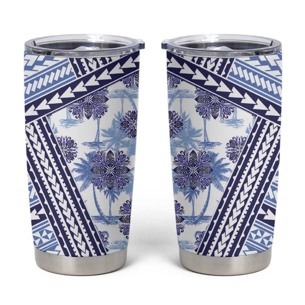 Hawaii Quilt Tumbler Cup Kakau Polynesian Pattern Blue Version LT01 Blue - Polynesian Pride