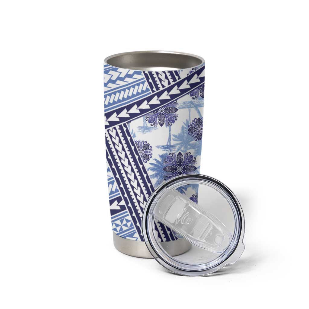 Hawaii Quilt Tumbler Cup Kakau Polynesian Pattern Blue Version LT01 - Polynesian Pride