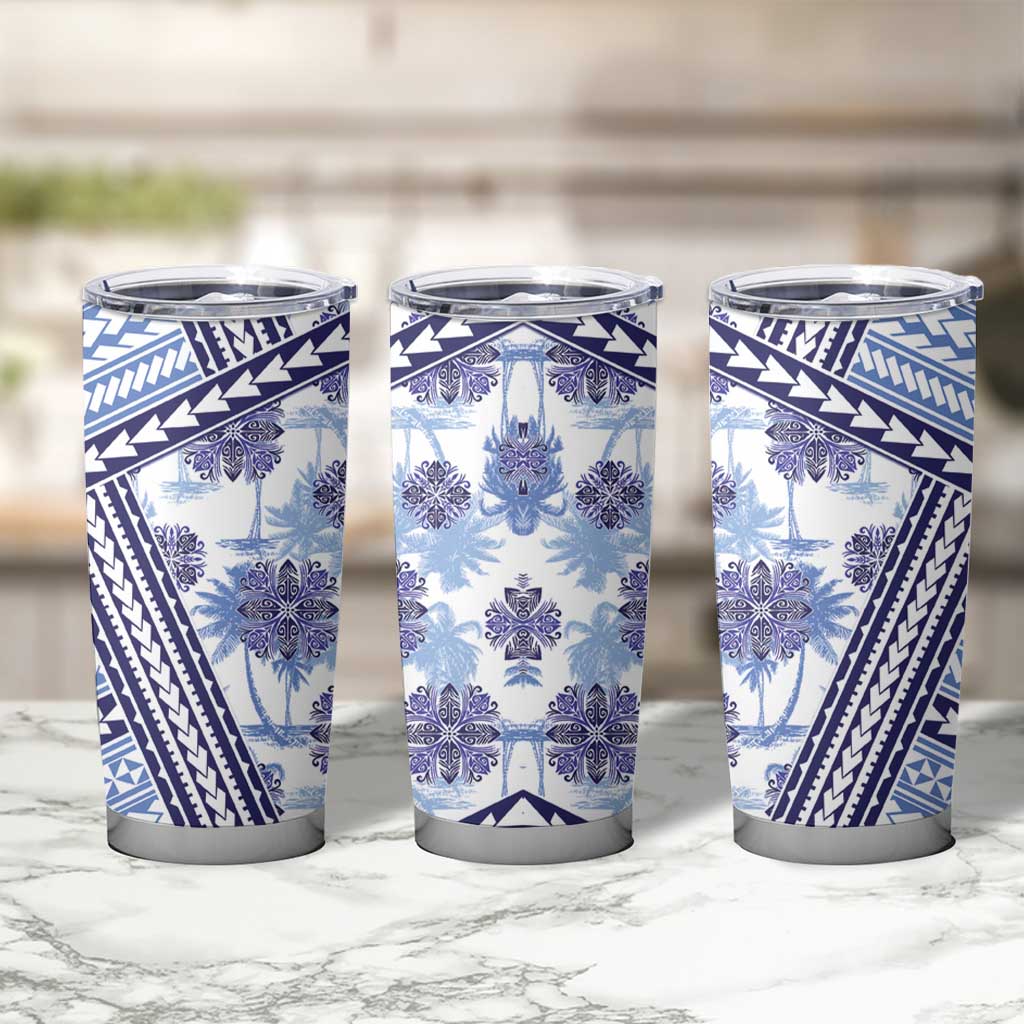 Hawaii Quilt Tumbler Cup Kakau Polynesian Pattern Blue Version LT01 - Polynesian Pride