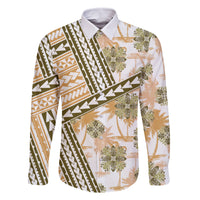 Hawaii Quilt Family Matching Tank Maxi Dress and Hawaiian Shirt Kakau Polynesian Pattern Gold Version LT01 Dad's Shirt - Long Sleeve Gold - Polynesian Pride