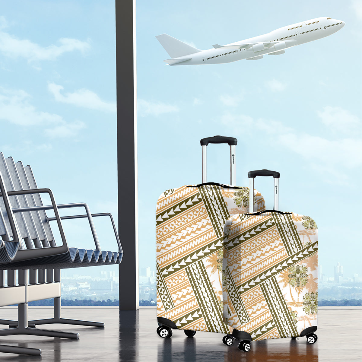 Hawaii Quilt Luggage Cover Kakau Polynesian Pattern Gold Version LT01 - Polynesian Pride