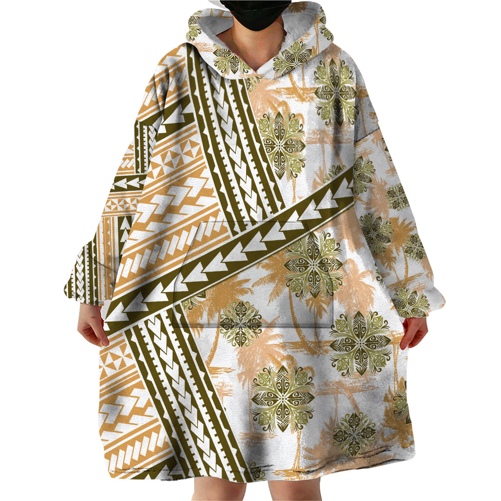 Hawaii Quilt Wearable Blanket Hoodie Kakau Polynesian Pattern Gold Version LT01 - Polynesian Pride