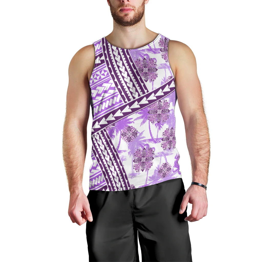 Hawaii Quilt Men Tank Top Kakau Polynesian Pattern Lilac Version LT01 - Polynesian Pride